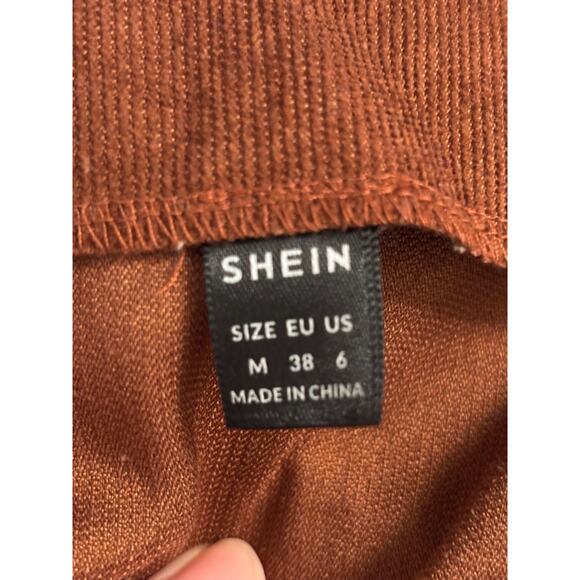 SHEIN Med 90's Y2K Festival Sexy Brown Straight Pencil Corduroy Soft Mini Skirt - Picture 3 of 7